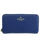 ケイトスペード KATE SPADE 長財布 牛革 レザー ラウンドファスナー ロゴ 青 ブルー /XZ ■GY18