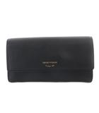 エンポリオアルマーニ EMPORIO ARMANI 二つ折り長財布 小銭入れあり レザー ロゴ 黒 ブラック /SR ■GY11