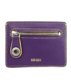 ケンゾー KENZO カードケース パスケース 小銭入れ コインケース 牛革 レザー ジャンピングタイガー ロゴ 紫 パープル /XZ ■GY11
