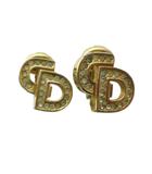 クリスチャンディオール Christian Dior イヤリング アクセサリー 両耳用 クリップ式 CD ロゴ ラインストーン ゴールド色 ■GY18 /MQ ■OH