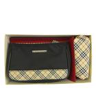 バーバリー BURBERRY ポーチ 化粧ポーチ ハンカチ 2点セット ノバチェック ロゴ 黒 ブラック ベージュ /XZ ■GY11