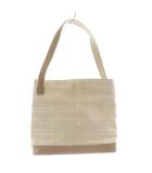 マックスマーラ MAX MARA ハンドバッグ キャンバス レザー ロゴ 格子柄 総柄 ベージュ 茶色 ブラウン /SR ■GY11