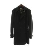 バーバリーブラックレーベル BURBERRY BLACK LABEL トレンチコート L 黒 ダブルブレスト 裏地チェック柄 ウール カシミヤ混 BMC60-704-09 /GG ■GY18