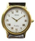 セイコー SEIKO 7320-0390 EXCELINE エクセリーヌ 腕時計 ウォッチ クォーツ ローマン レザーベルト ゴールド色 ■GY18 /MQ