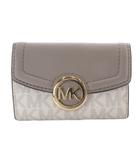 マイケルコース MICHAEL KORS キーケース 6連 PVC レザー MK柄 ロゴ ホワイト グレー /YO12 ■GY18