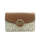 マイケルコース MICHAEL KORS キーケース 6連 ロゴ柄 茶 オフホワイト /MI ■GY18
