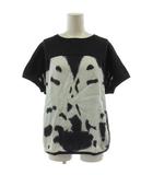 エルメス HERMES ニット カットソー Tシャツ 40 紺 白 半袖 切り替えデザイン /GG ■GY18