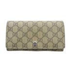 グッチ GUCCI 長財布 小銭入れあり 二つ折り財布 PVC レザー GGスプリーム ロゴ 茶色 ブラウン 115048・0416 /SR ■OH