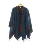 エルメス HERMES ポンチョ ロカバール ウール カシミヤ混 タッセル 牛革 箱付き 紺 ネイビー /MW ■GY18