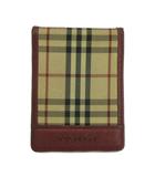 バーバリー BURBERRY カードケース パスケース 定期入れ 二つ折り キャンバス レザー ノバチェック ロゴ ボルドー ベージュ /XZ ■GY11