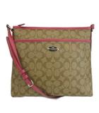 コーチ COACH シグネチャー PVC レザー ファイル バッグ ショルダーバッグ ロゴプレート ベージュ ピンク F34938 /XZ ■GY18