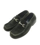 グッチ GUCCI ローファー スクエアトゥ スエード ビット金具 40 25.0cm 黒 110254 /MI ■GY18