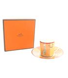エルメス HERMES AFRICA アフリカ デミタスカップ&ソーサー エスプレッソ コーヒーカップ 箱付き 食器 オレンジ /MW ■GY18