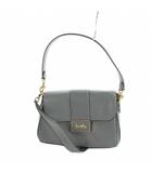 コーチ COACH CF390 ハンドバッグ ショルダー 2way レザー ロゴ フラップ 青 ブルー グレー ■GY18 /MQ