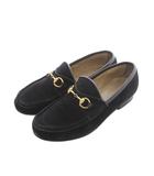 グッチ GUCCI ローファー モカシン スエードレザー 本革 5.5 22.5cm 黒 ブラック ホースビット モカシン縫い 無地 /RI ■OS ■GY11 ■OH