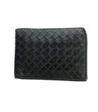 ボッテガヴェネタ BOTTEGA VENETA 二つ折り財布 ウォレット ロゴ レザー イントレチャート 黒 ブラック ■GY11 /MQ