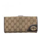 グッチ GUCCI 長財布 二つ折り 小銭入れ 札入れ  ベージュ GGキャンバス モノグラム柄 インターロッキングGロゴ 181598 /RI ■OS ■GY11