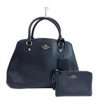 コーチ COACH ラグジュアリー クロスグレーン レザー スモール マーゴット キャリーオール ハンドバッグ ショルダー 2WAY ポーチ付き ロゴ 紺 ネイビー F34607 /XZ ■GY18