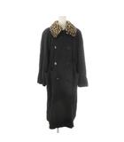 ミラショーン mila schon furs コート 42 黒 ブラック レオパード柄 ダブルブレスト 長袖 /MN37 ■GY18