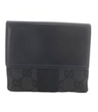 グッチ GUCCI 財布 二つ折り GGキャンバス レザー ブラック /YO13 ■GY11 ■OH