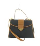 イヴサンローラン YVES SAINT LAURENT ショルダーバッグ ハンド 2Way PVC レザー 茶 ブラウン 黒 ブラック ■GY11 /MQ