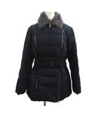 ポールスミス ブラック Paul Smith BLACK ダウンコート アウター ウール 44 ネイビー 紺 長袖 ベルト付き ファーカラー ラムファー /PP ■GY18