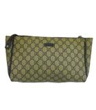 グッチ GUCCI GGスプリーム セカンドバッグ クラッチバッグ PVC レザー GG柄 総柄 ベージュ 紺 ネイビー /XZ ■GY11