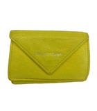 バレンシアガ BALENCIAGA ペーパー ミニ ウォレット 財布 三つ折り ロゴ 黄色 イエロー 391446 /XZ ■GY11