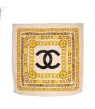シャネル CHANEL 大判 スカーフ ストール ココマーク ロゴ チェーン 総柄 ベージュ 黄色 黒 ブラック /RI ■OS ■GY18 ■OH