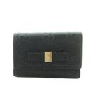 グッチ GUCCI キーケース グッチシマ 6連 GGロゴエンボス リボン 黒 388682 /MI ■OH ■GY18