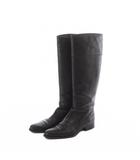 ラルフローレン RALPH LAUREN ロングブーツ レザー 本革 6 23cm 23.5cm 黒 ブラック ロング丈 無地 ローヒール /RI ■OS ■GY18