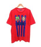ステューシー STUSSY Tシャツ XL 赤 レッド ストライプ柄 クルーネック 半袖 ロゴプリント /TQ ■GY11