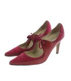 マノロブラニク MANOLO BLAHNIK パンプス ポインテッドトゥ ハイヒール スエード 38 25cm 赤 レッド ピンク ■GY18 /MQ