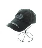 バレンシアガ BALENCIAGA Destroyed BB Pierced Cap キャップ 帽子 ロゴ キャンバス ダメージ加工 L 59cm 黒 ブラック ■GY18 /MQ ■OH