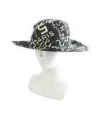 シャネル CHANEL 02SS バケットハット コットン 帽子 ココマーク NO.5 ロゴ 総柄 58 黒 ブラック ■GY18 /MQ ■OH