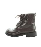 グッチ GUCCI ショートブーツ レザー ラウンドトゥ ロゴ 36 23cm 茶 ブラウン ■GY42 /MQ ■OH