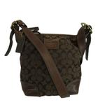 コーチ COACH ショルダーバッグ キャンバス レザー シグネチャー ロゴ 茶色 ブラウン 12390 /XZ ■GY11