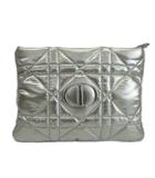 ディオール Dior ビューティー BEAUTY ノベルティ カナージュ ポーチ 小物入れ フェイクレザー キルティング メタリック CDロゴ シルバー色 /XZ ■GY18