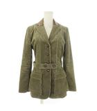 ラルフローレン RALPH LAUREN コーデュロイジャケット 上着 9 緑 カーキ ブラウン 襟レザー 長袖 JKRLCA2005 /CK9 ■GY18