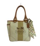 コーチ COACH ヘリテージ ストライプ トートバッグ 肩掛け キャンバス レザー ロゴ スカーフ付き 白 ホワイト 茶色 ブラウン F11791 /XZ ■GY18