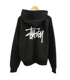 ステューシー STUSSY ジップアップパーカー スウェット XL 黒 ブラック バックプリント ロゴ 長袖 フード付き Z4000SZS /PP ■GY18