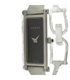 グッチ GUCCI 1500L 腕時計 ウォッチ クォーツ スクエア 黒文字盤 シルバー色 ■GY18 /MQ ■OH