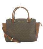 マイケルコース MICHAEL KORS セルマ ミディアムサッチェル 2WAYバッグ ハンド ショルダー コーティングキャンバス レザー MK柄 茶 ブラウン /SS ■OS ■GY18
