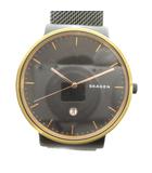 スカーゲン SKAGEN SKW6296 腕時計 ウォッチ クォーツ カレンダー付き 黒文字盤 ゴールド色 ■GY18 /MQ