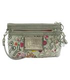 コーチ COACH ポピー POPPY ショルダーポーチ バッグ 総柄 ナイロン レザー マルチカラー グレー ピンク /SS ■OS ■GY13