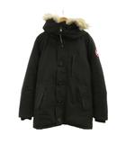 ジャスパー パーカ JASPER PARKA ダウンジャケット アウター 毛皮 コヨーテファー ミドル丈 フード 総裏地 ジップアップ ロゴ ワッペン XS 黒 ブラック 3438JM /XZ ■GY40