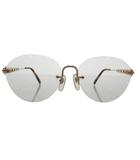 フェンディ FENDI 眼鏡 メガネ 度なし リムレス べっ甲柄 チェーンデザイン 54□15 153 茶 ブラウン ゴールドカラー /GV ■GY18 ☆AA★