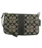 コーチ COACH ショルダーバッグ シグネチャー柄 キャンバス カウハイドレザー グレー 黒 ブラック 6338 /SS ■OS