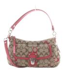 コーチ COACH ソーホーホーボーバッグ ハンドバッグ ワンハンドル ショルダーバッグ 2way シグネチャー キャンバス エナメルレザー ベージュ ピンク 21623 /YO9 ■GY18