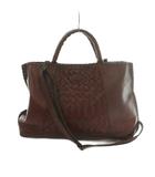 イビサ IBIZA 2WAY ハンドバッグ ショルダーバッグ メッシュレザー ロゴ 茶 ブラウン /MI ■GY11